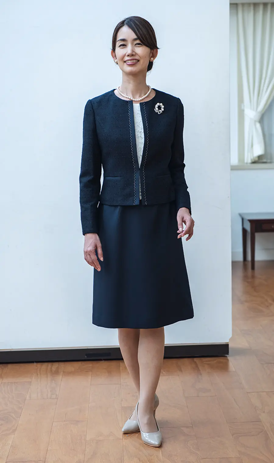 ツイード調ノーカラージャケット＋セパレート風ワンピースセットの画像