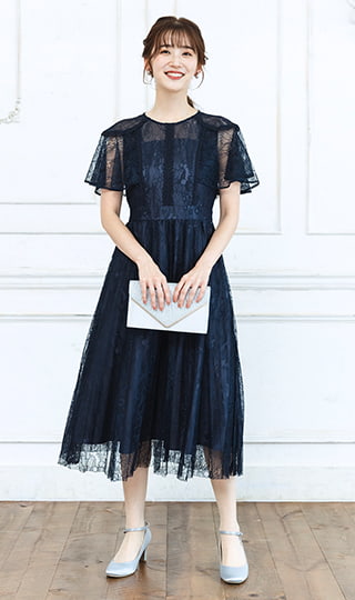 レースプリーツワンピース