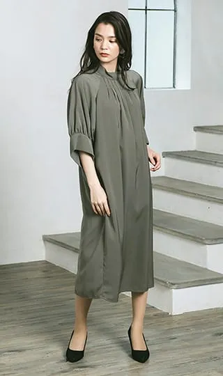 ボリュームラグラン袖ドレス