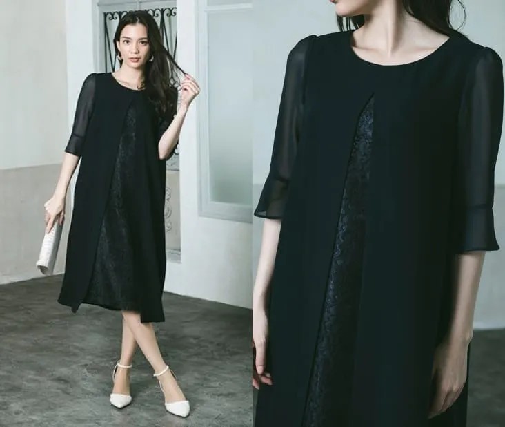 Aラインレースワンピースドレスの画像