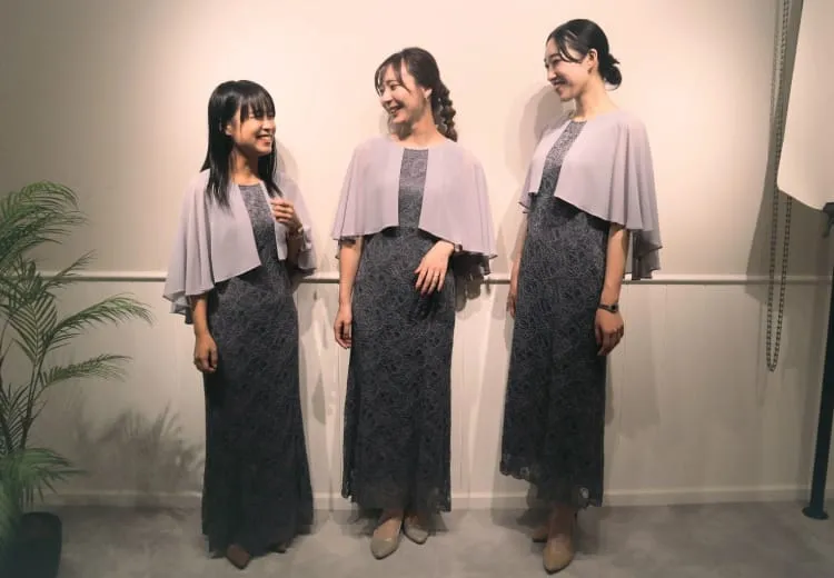 ケープ袖マーメイドレースドレスのサイズイメージ画像1