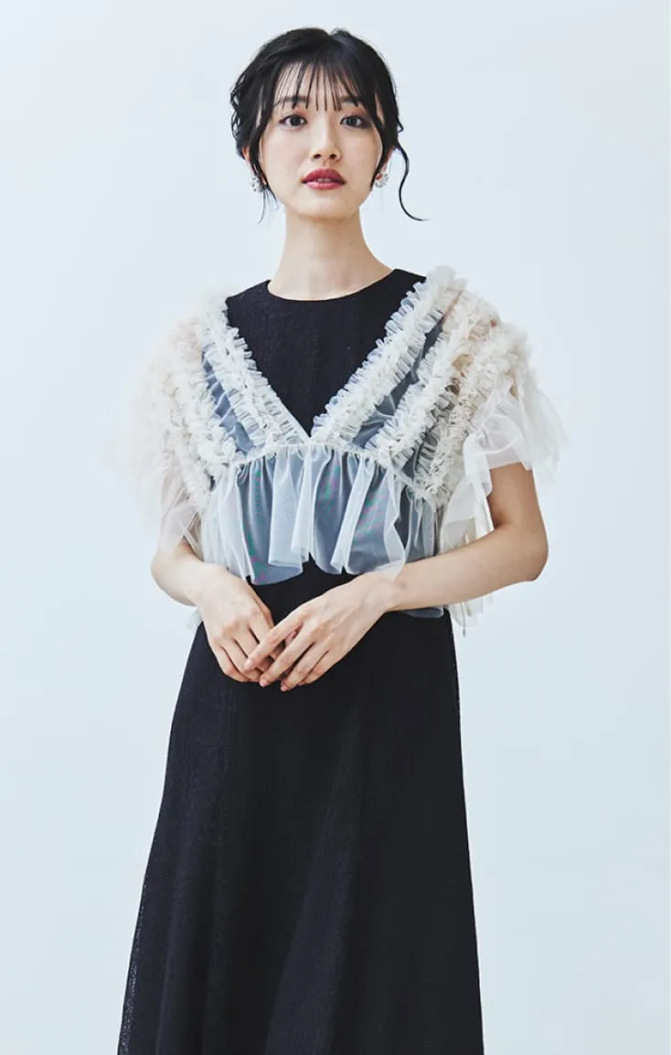 フリルボレロセットレースドレス ブラック系