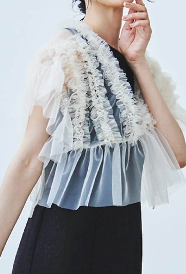 フリルボレロセットレースドレス ブラック系の画像2