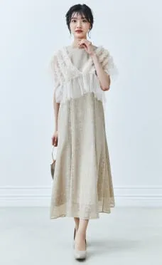 フリルボレロセットレースドレス ベージュ系のサムネイル