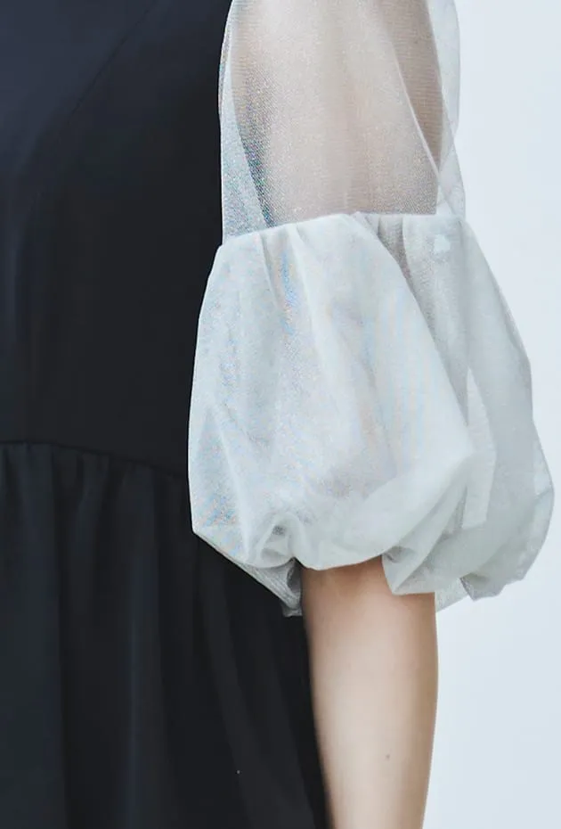 ラメチュールバックサテンドレスの画像2