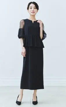 ラメチュールバックサテンドレス ブラックのサムネイル