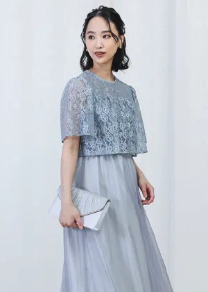 レース×チュールプリーツワンピースの画像