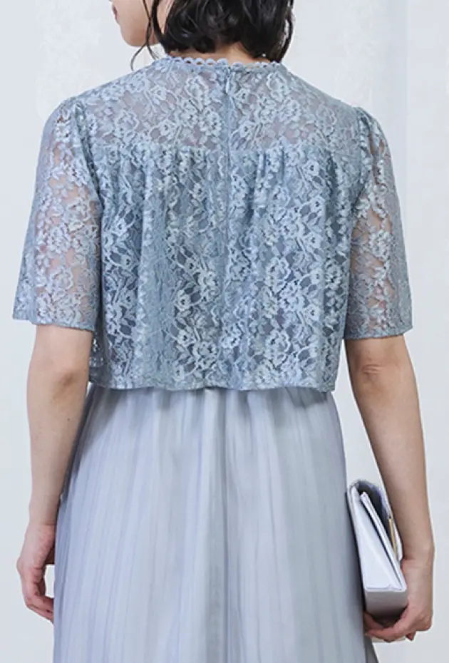 レース×チュールプリーツワンピースの画像2