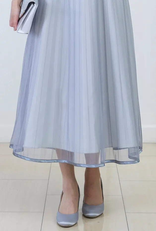 レース×チュールプリーツワンピースの画像3