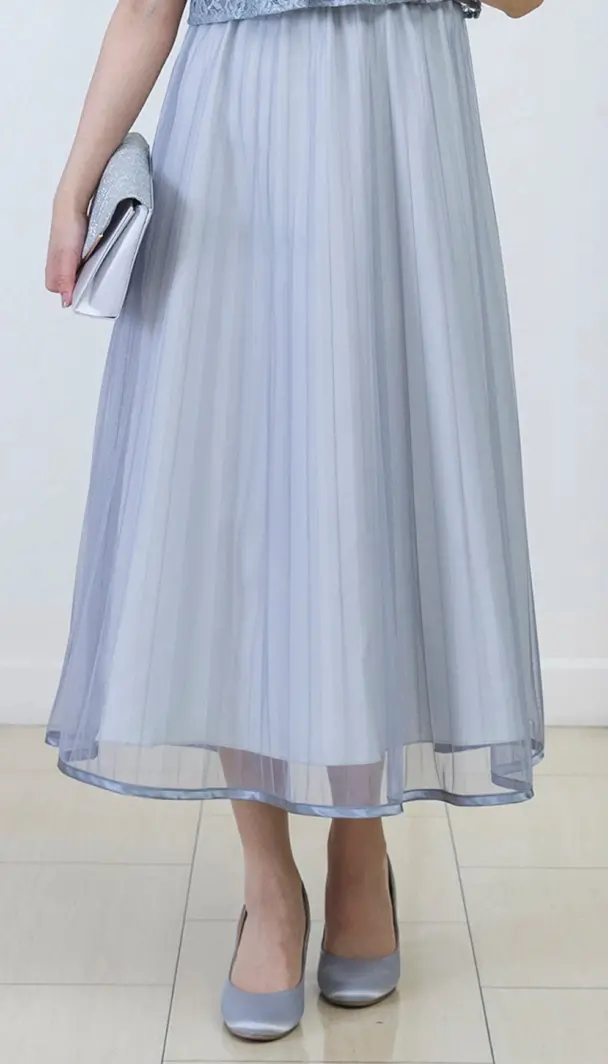 レース×チュールプリーツワンピースの画像３