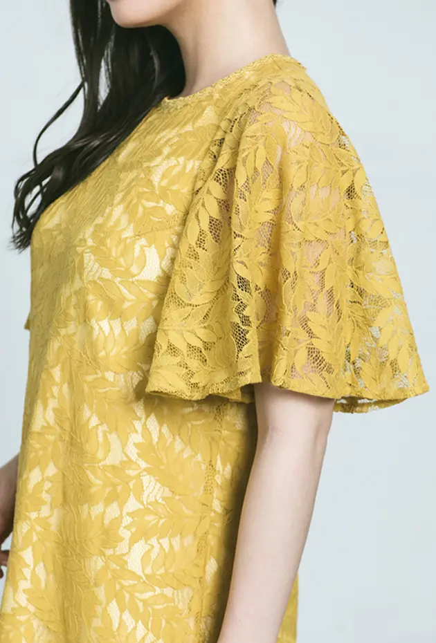 フレアスリーブ総レースドレスの画像3