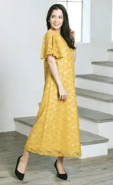 フレアスリーブ総レースドレスのサムネイル