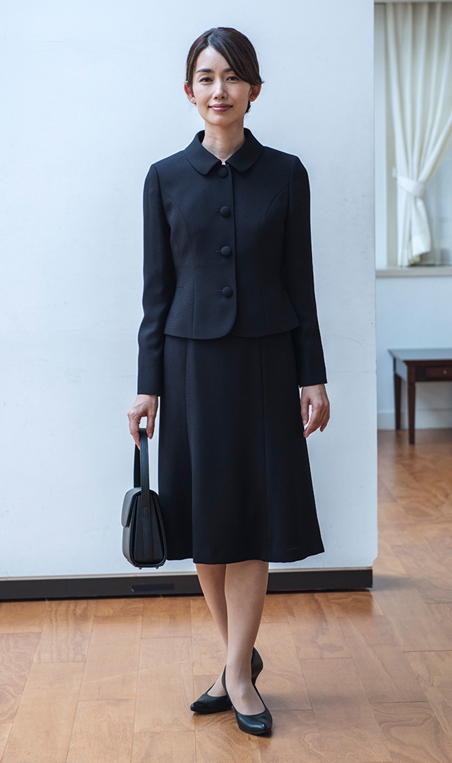 お受験スーツ【濃紺】【ショールカラージャケット＋後ろ開きワンピ】