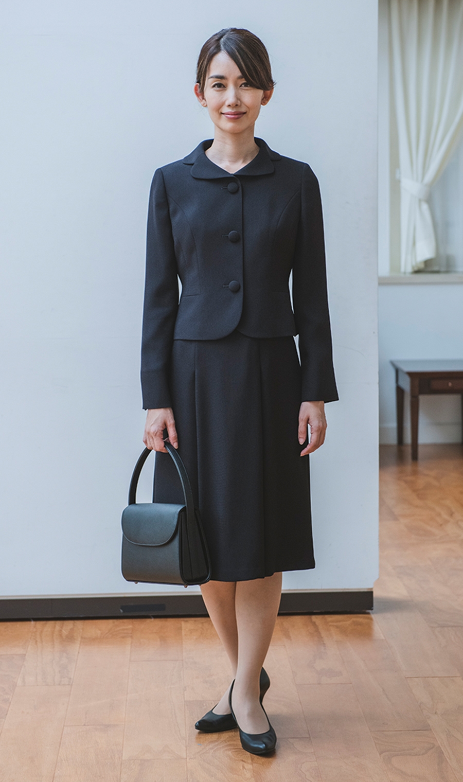 お受験スーツ【濃紺】【ラウンドテーラードカラージャケット＋前開きワンピ】