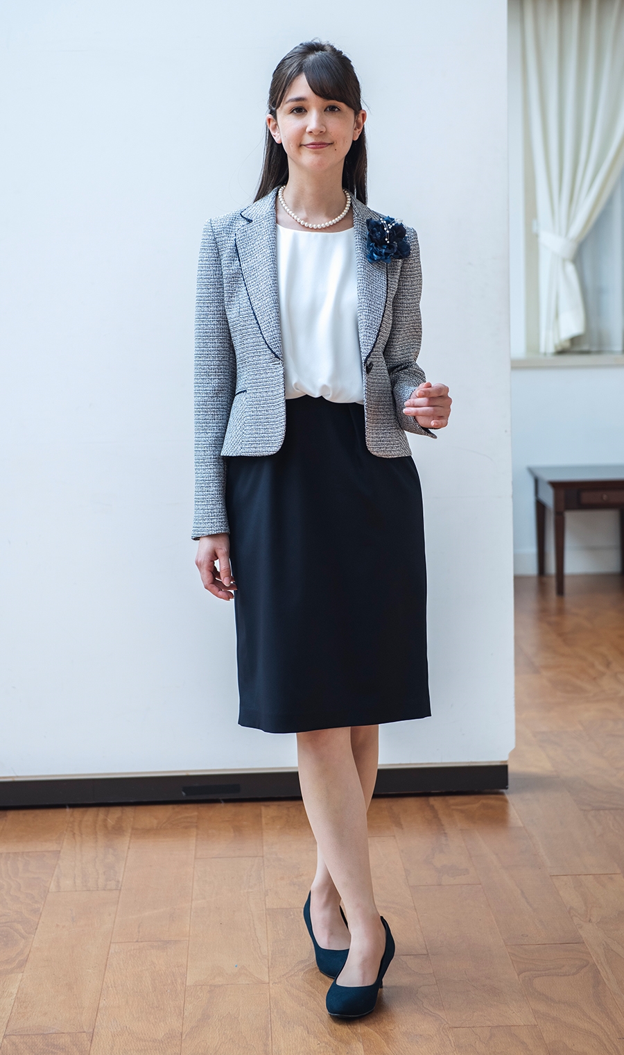ミックスツイード調テーラードジャケット＋セパレート風ワンピースセット