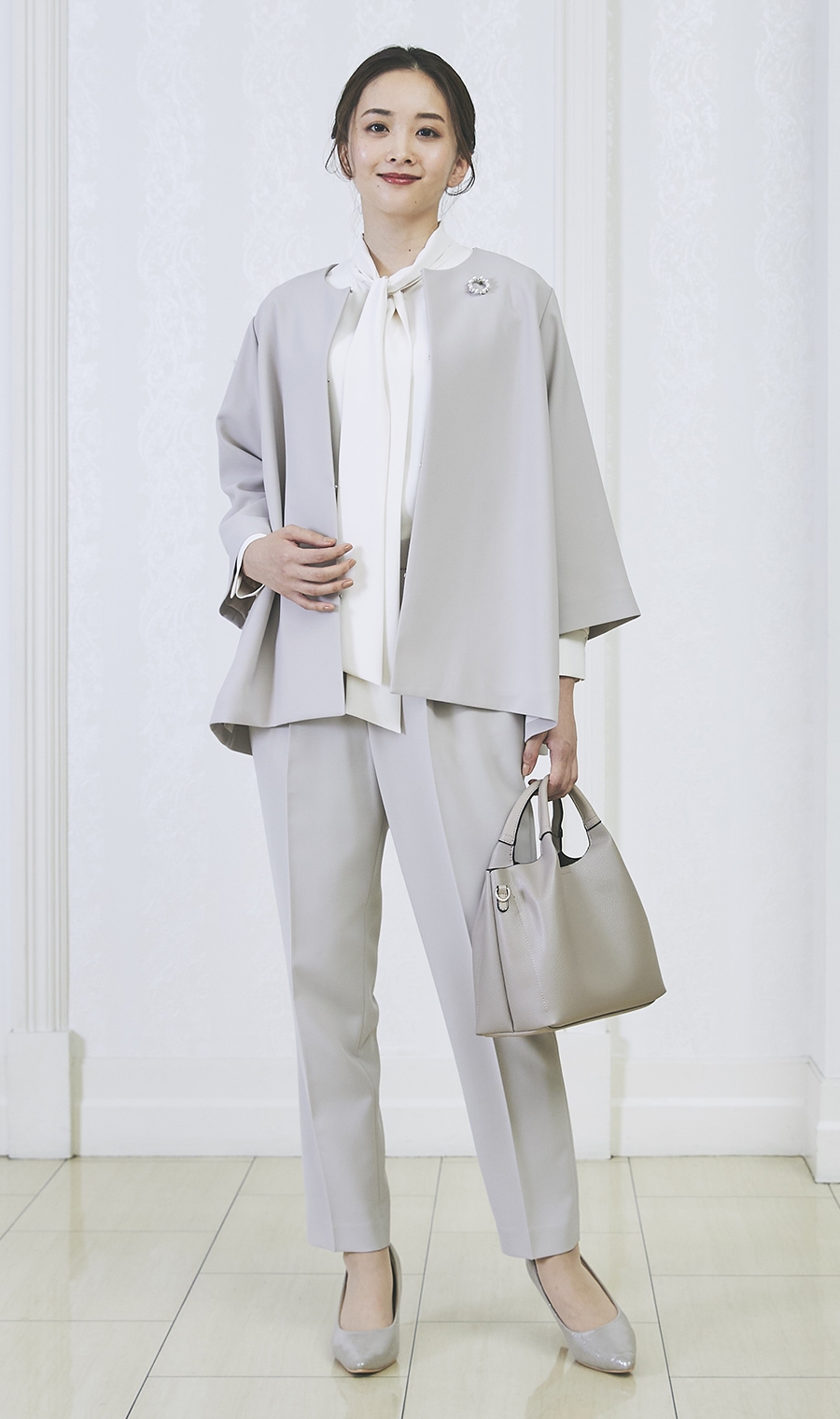 Aラインジャケット＋テーパードパンツスーツセット