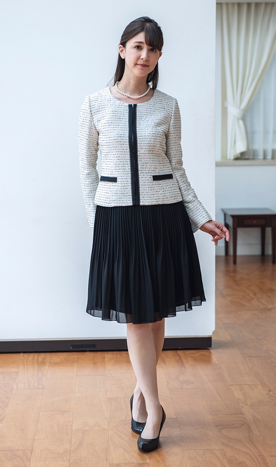 ツイード調ノーカラージャケット＋フレアスカートセット