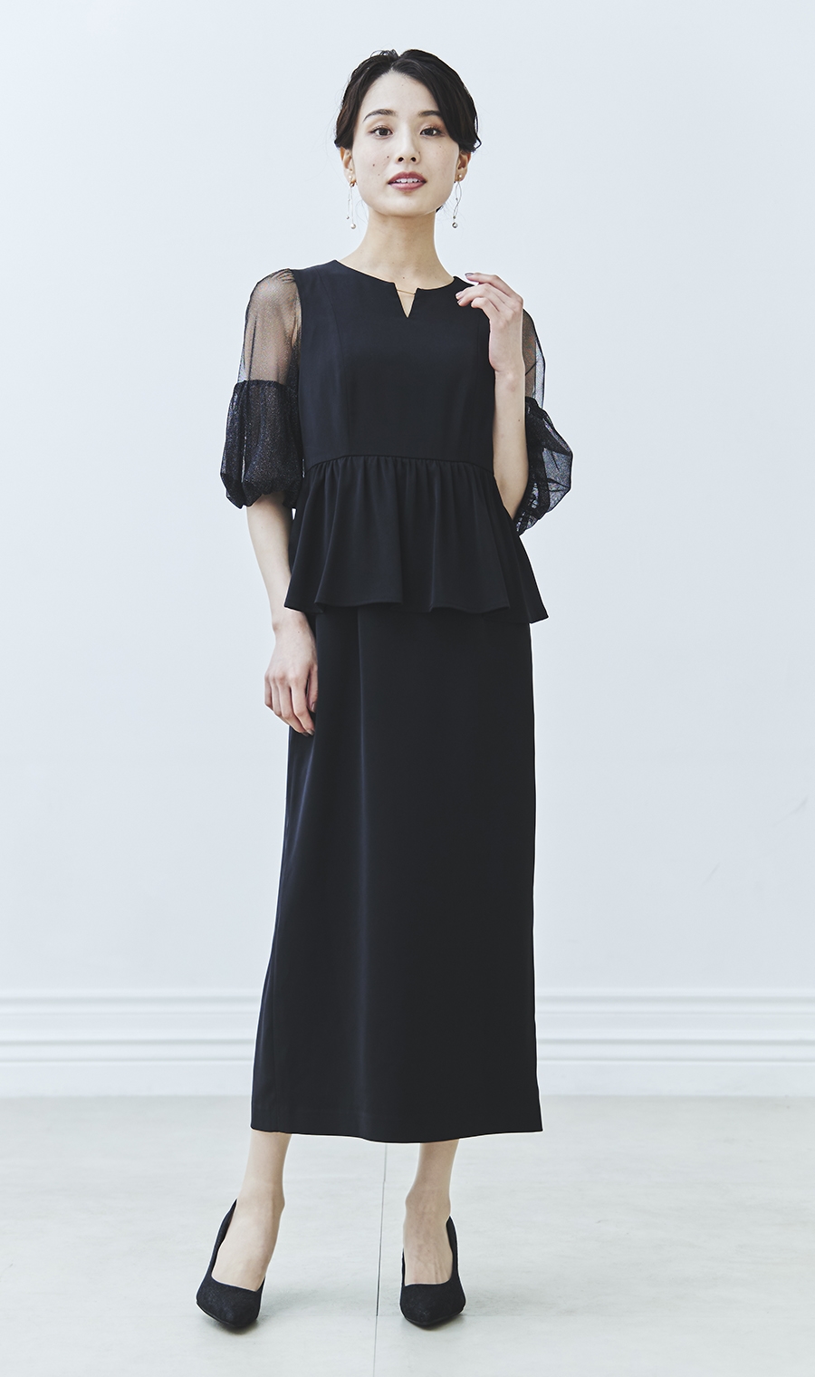 ラメチュールバックサテンドレス