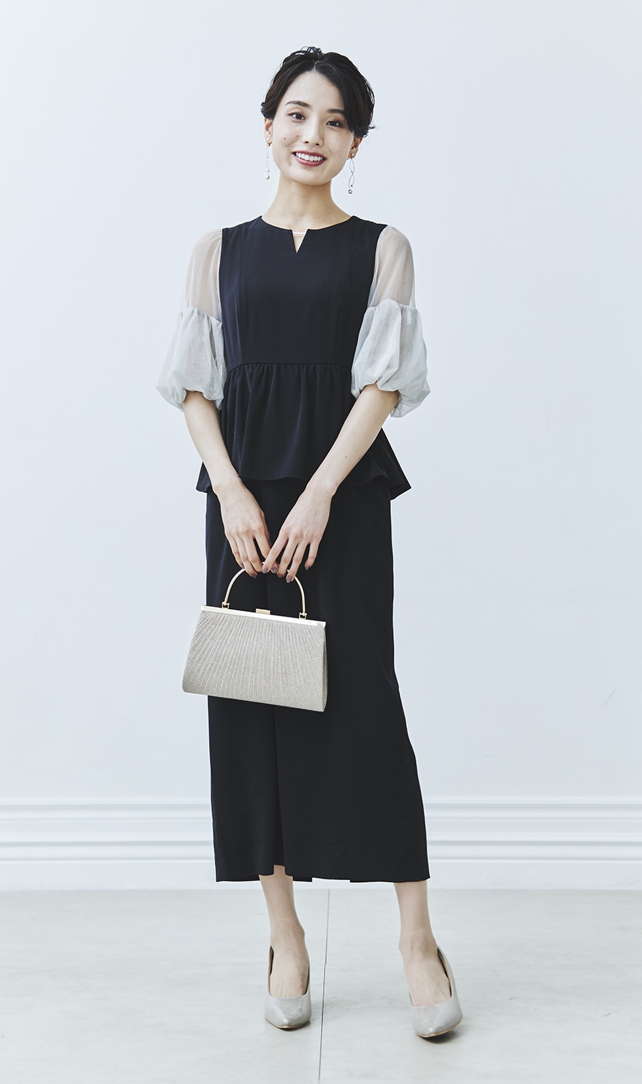 ラメチュールバックサテンドレス