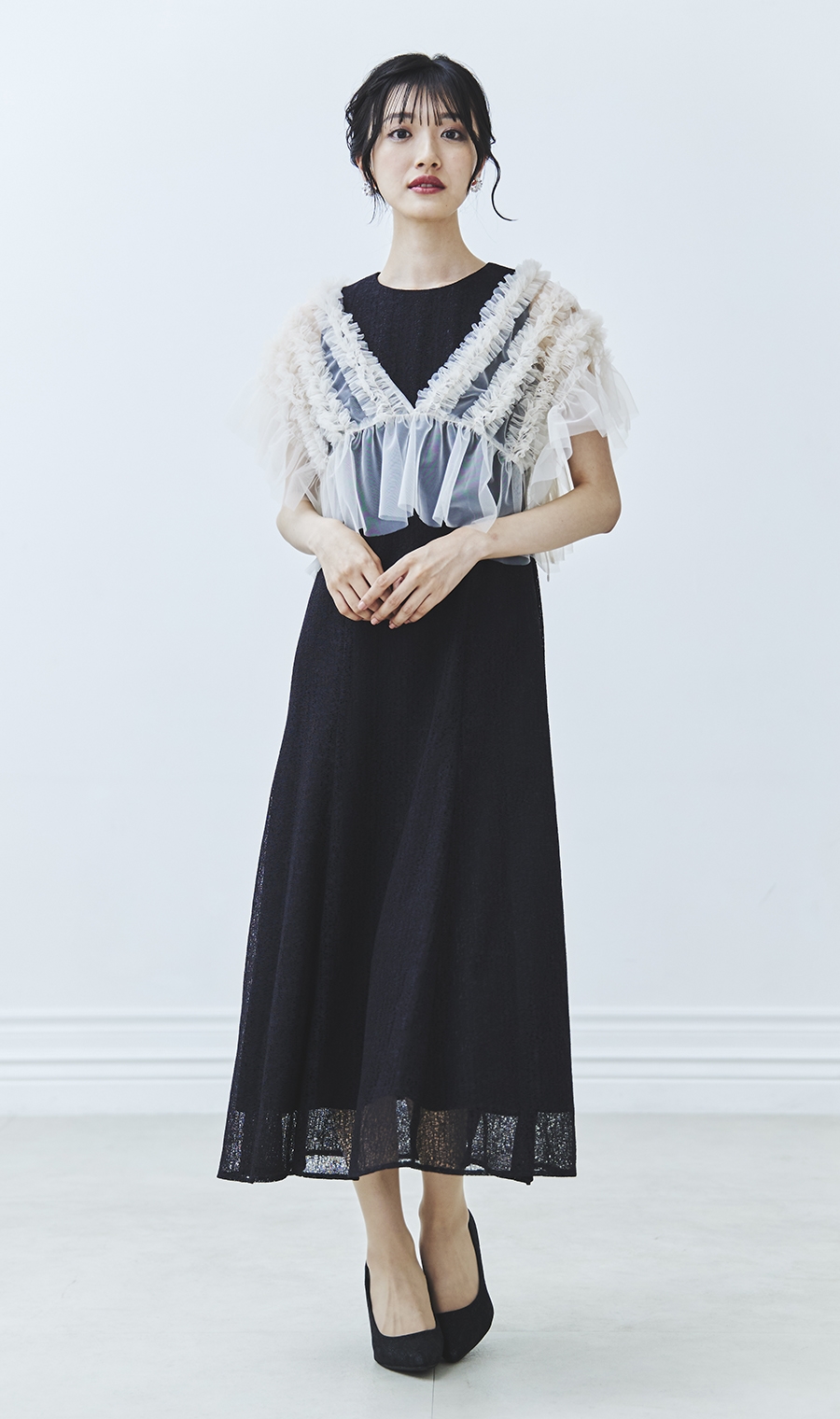 フリルボレロセットレースドレス