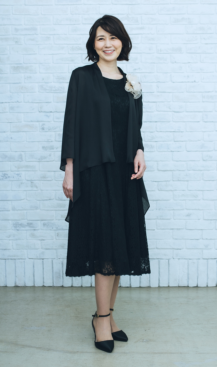 シフォンドレープジャケット＋ラッセルレースロングドレスセット