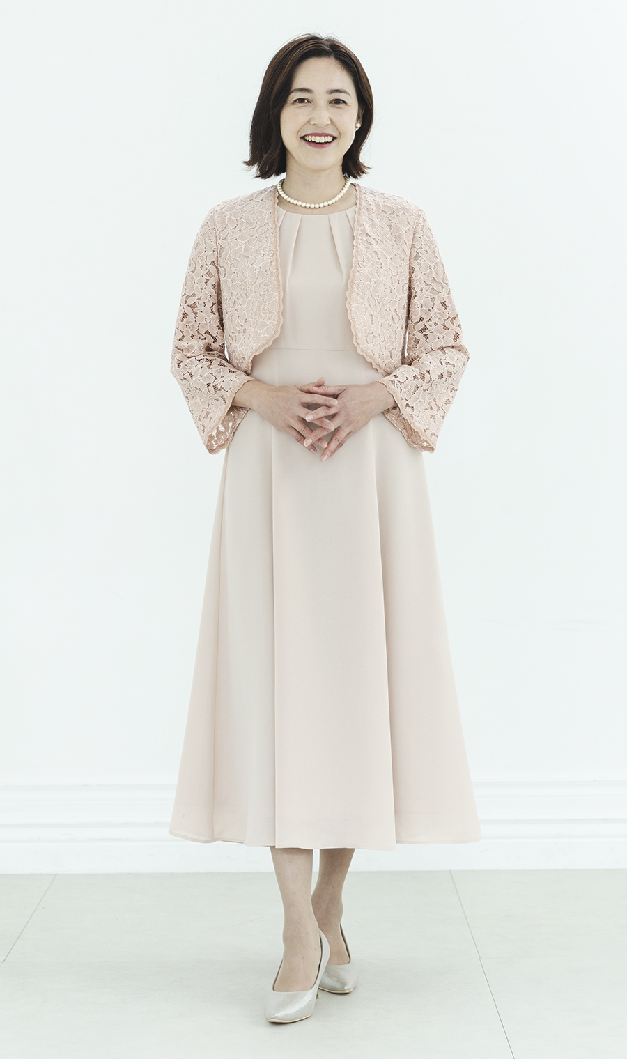 レースボレロジャケット＋フレア袖ロングドレスセット