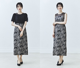 2WAYオフショルダー＆パフスリーブIラインドレス