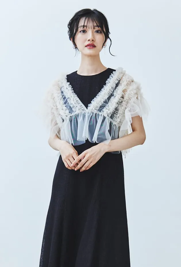 フリルボレロセットレースドレス ブラック系の画像1