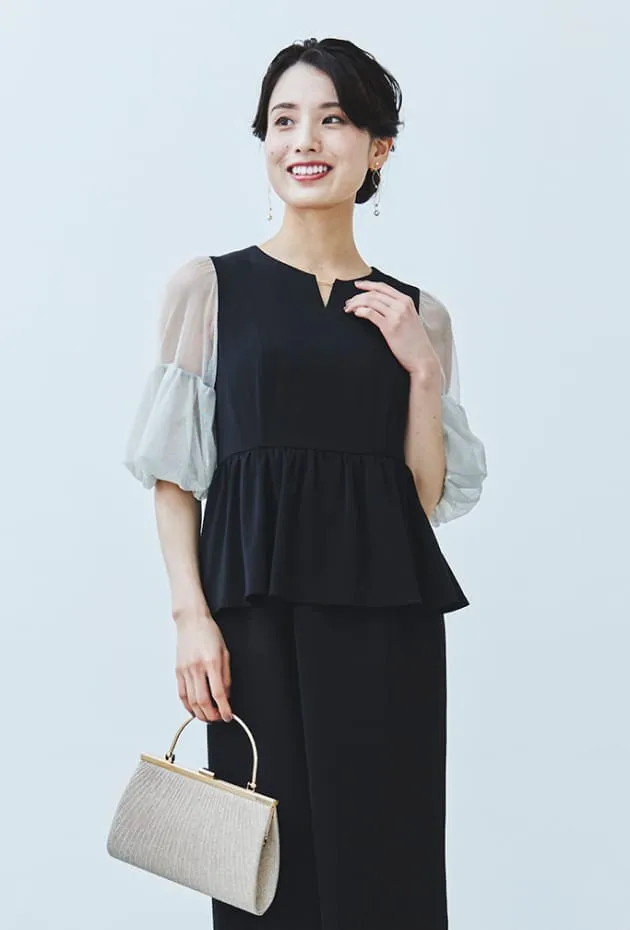 ラメチュールバックサテンドレスの画像４